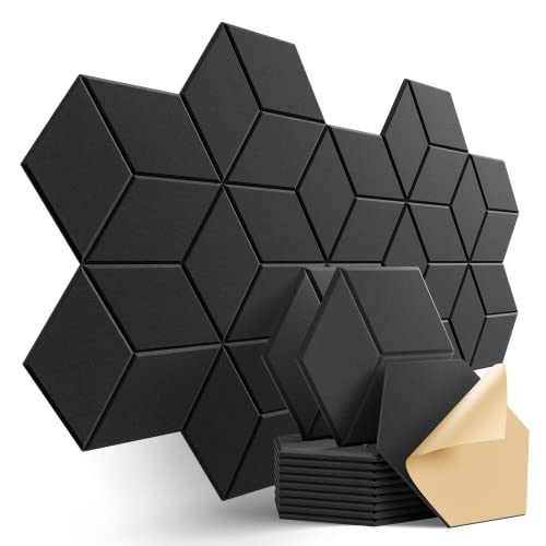 Dailycooper Pacote com 12 painéis acústicos autoadesivos 30,5 x 25,4 x 1 cm – painéis de espuma à pr