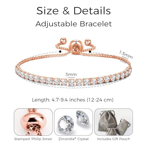 Philip Jones Rose Gold Plated Solitaire Friendship Slider Set Created with Zircondia® Crystals - Image 5