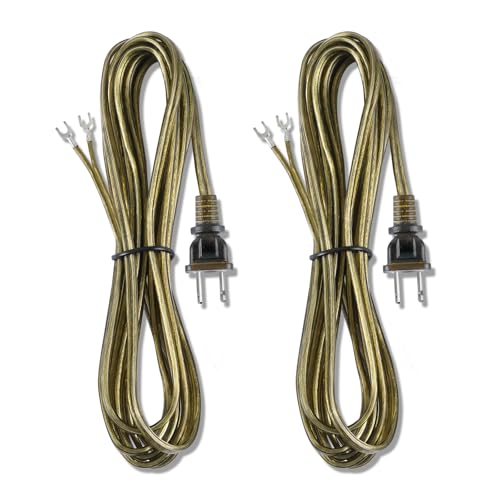 Lamp Cord 12 Foot Lamp Power Cord with End Plug UL Listed Wire Lead for Lamp Repair SPT-1 18AWG (Clear Bronze 12FT / 2PCS)