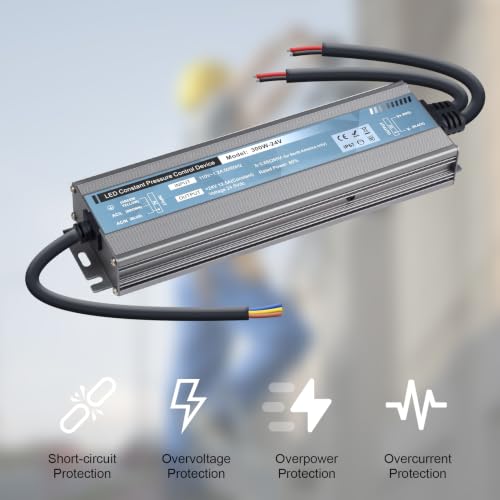 Image of QNNP LED Driver 300 Watts 24V DC Low Voltage Transformer Waterproof IP67 Power Supply Transformer Adapter AC 85V-265V to 24V DC, LED Power Supply for Indoor Outdoor Lighting