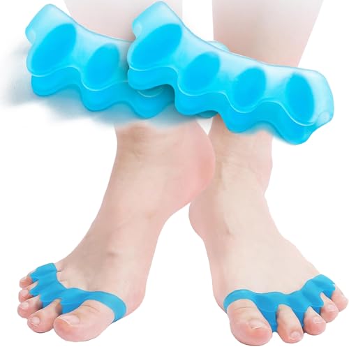 Image of Bunion Corrector Silicone Toe Separators For Fast Pain Relief - Orthopedic Bunion Spacers Spreader Free Size (Blue AFT)