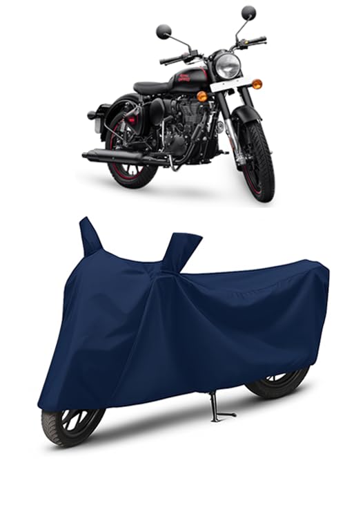 Image of Waterproof Bike Cover for Royal Enfield Classic 350 | All Weather Protection from Rain, Dust, UV Rays & Scratches with Mirror Pockets & Buckle Belt | Classic 350 Bike Cover