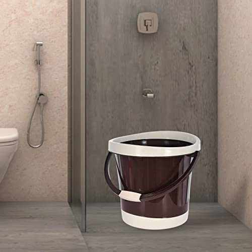 Image of Kuber Industries Plastic Unbreakable Strong Bathroom Ultra Bucket with Handle,18 Ltr,(Brown)