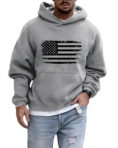 ZOCAVIA Western USA Flag Camouflage Hoodies for Men Fall Graphic Hooded Sweatshirts Vintage Cowboy Pullover Tops with Pocket
