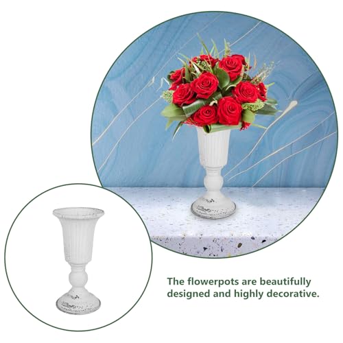 Support déco de table haute en fer forgé blanc pour plantes de balcon - 8