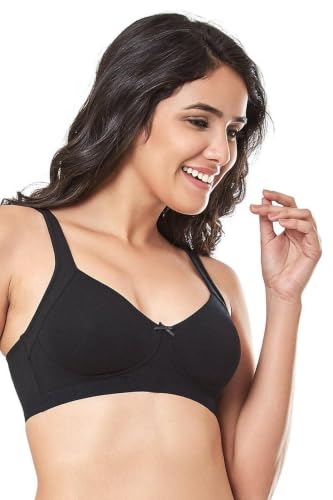 Image of Amante Every de Black Solid Non-Wired Non Padded Everyday Bra