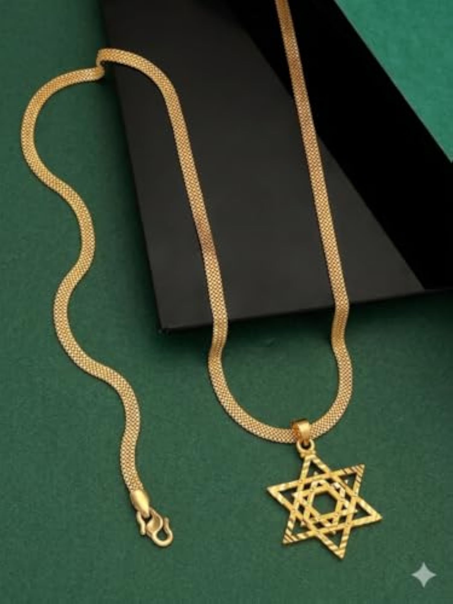 Gold-Tone Star of David Pendant Necklace, Geometric Charm