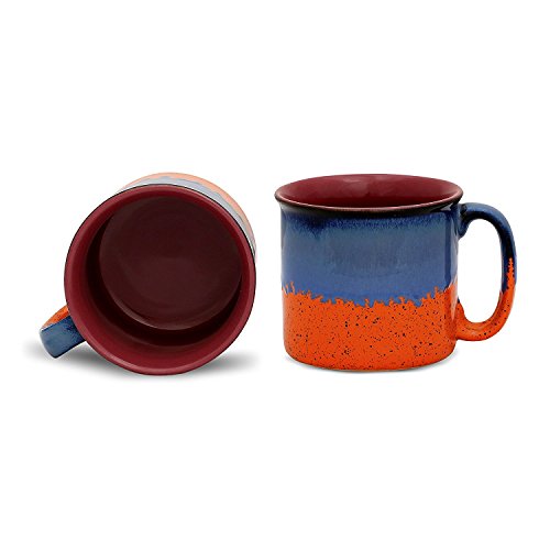 Image of Caffeine Ceramic Stoneware Handmade Orange & Blue Studio Maggie Mug (Set of 2)