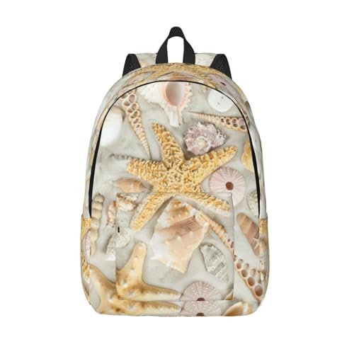EdWal Mochila con estrella de mar, conchas, playa de arena, mochila de viaje para hombre y mujer, mochila universitaria, bolsa de ordenador para viajes, Negro , S