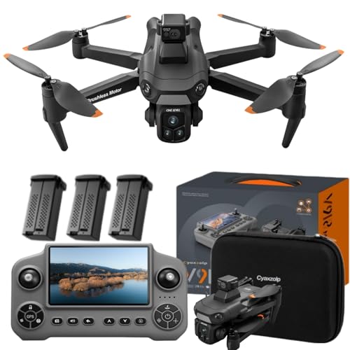 Drone with 8K Camera Drones for Adults,4.5-inch LCD High-definition Large Display Screen Remote Control Quadcopter,3 Batteries, 5G HD Brushless GPS Drone Auto Return, Obstacle Avoidance (Black)