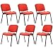 Lot de 6 chaises Ken en Tissu I Chaise De Visiteur Rembourrée I Structure Et Piètement en Métal, Couleur:Rouge
