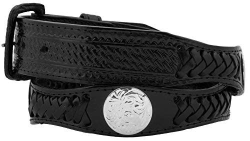 El Presidente Mens Black Concho Western Cowboy Leather Belt Removable Buckle2