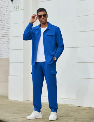 COOFANDY Mens Jogger Tracksuit Set Lightweight Sweatsuit, Royal Blue, Large - image 2
