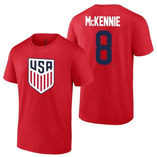 Icon Sports Officially Licensed US Men's National Soccer Team Weston McKennie Cotton T-Shirt - Unisex Adult - MNT480CT Red S