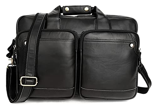 Leather Dual Compartment Expandable Briefcase for Men 15.6inch Laptop Crossbody Handbag2