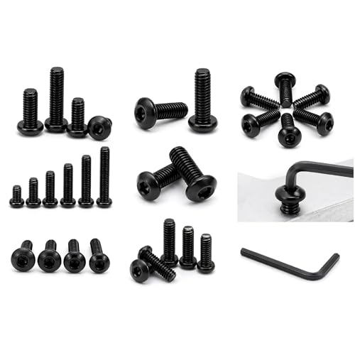 Image of By VP INDUSTRIES (Pcs-10) M8x100 mm Allen Button Head Cap Screw Blac Zinc | High Tensile Round Mushroom Allen Head Bolt with Allen Key (1 Pc) for Furniture Assembly & DIY Applications