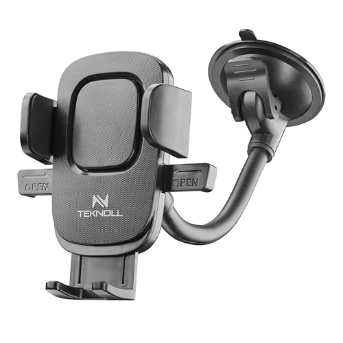 Teknoll Car Holder Suction Cup – Supporto Smartphone con Ventosa per Cruscotto e Parabrezza, Compatibile Fino a 90 mm, Installazione Solida, Guida Sicura e Stabile