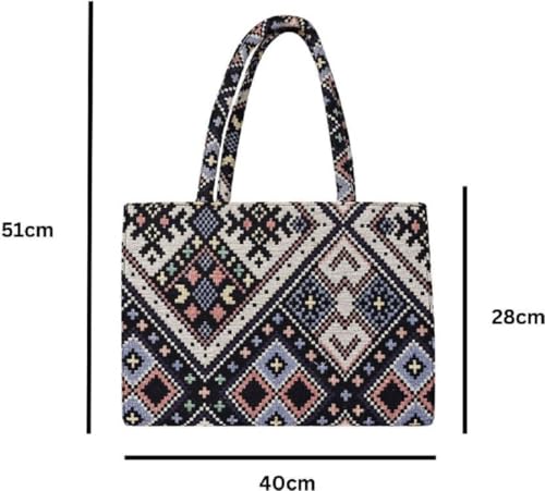 Image of Stylish Jute Tote Bag For Office and Laptop, Shopping Shoulder Bag, Shoppers Tote Handbags Lightweight Waterpoof Big Size, Grocery Bag, Eco Friendly Bags For Shopping For Women