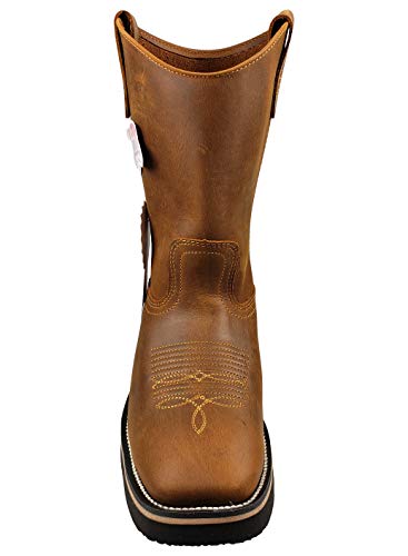 Men's Work Boots Genuine Crazy Leather Color Mango3