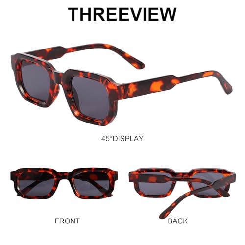 Image of 4 Pcs Retro Sunglasses for Men Women, Trendy Thick Chunky Rectangle Sun Glasses UV 400 Protectio