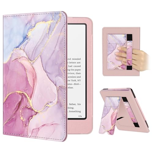 Image of Fintie Case for 7 inch /6.8 inch Kindle Paperwhite(12th /11th Generation-2024 /2021) and Kindle Colorsoft Signature Edition -Slim Foldable Stand Cover Auto Wake /Sleep for Paperwhite 2024,Glittering Marble