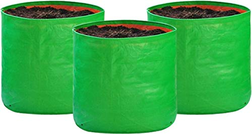SCOTMEN Plastic UV Treated Grow Bag for Terrace Gardening Leafy Vegetables Green Nursery Grow Bag HDPE Bags Planting Pots - Pack of 3 Green Growbag (12