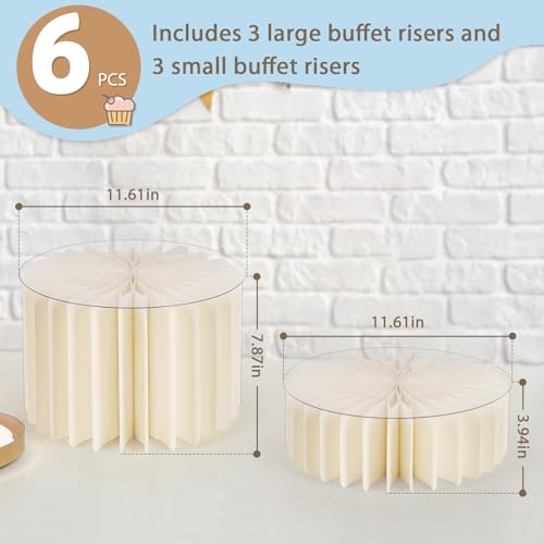 Image of Flenpptly 6 Pcs Buffet Risers, Food Risers for Buffet Table, White Food Display Risers for Party Buffet Risers and Stands for Show Catering Desserts, Food, Jewelry (6 Pcs)