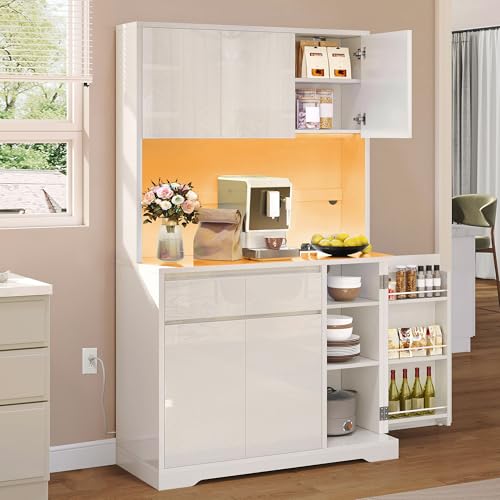 DWVO 71''Tall Kitchen Pantry Storage Cabinet, Modern Buffet Cabinets with