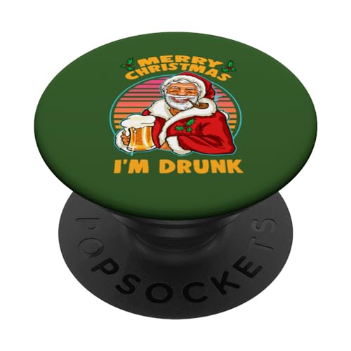 Santa merry christmas i'm drunk beer drinking funny xmas popsockets popgrip interchangeable