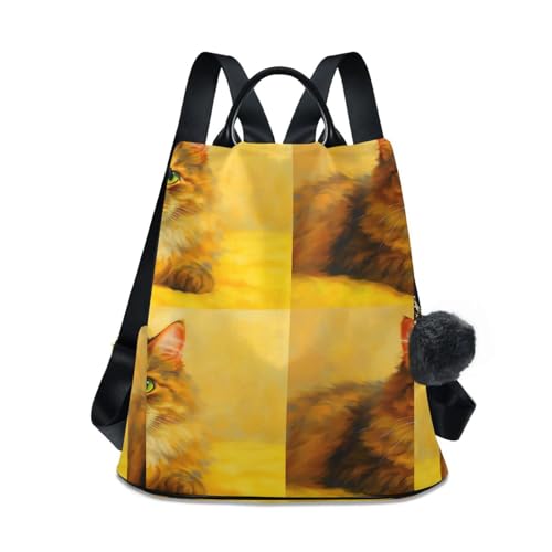 Sac à dos femme fermeture éclair sécurisée et poches arrière motif chat