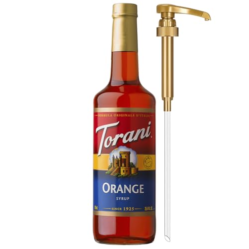 Image of Torani Orange Syrup for Drinks, Flavoring for Iced Tea, Sodas, Cocktails, and Milk Shakes, Pump Included, 25.4 Oz