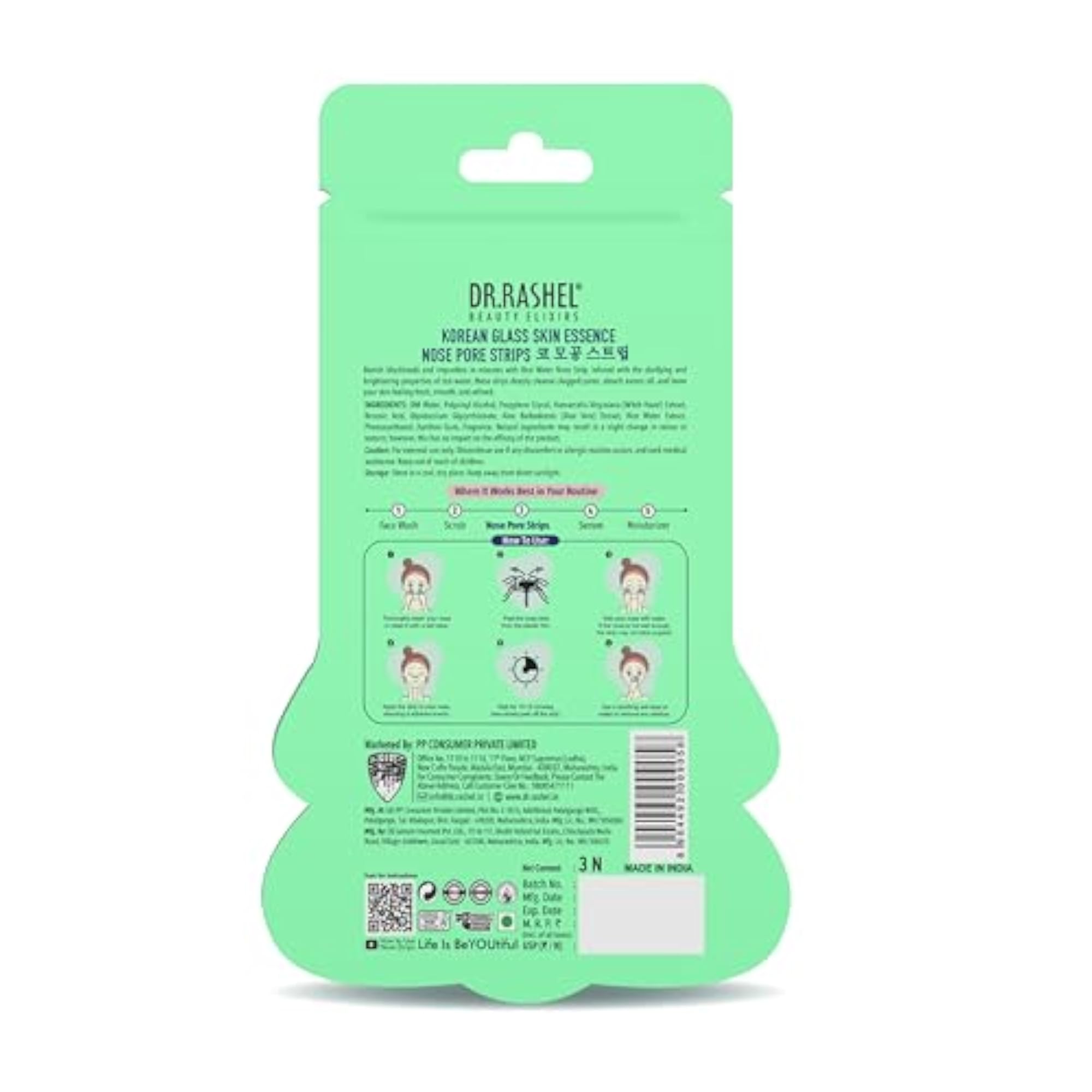 K DERMA Korean Nose Pore Strips with Ceramides, Pack of 3