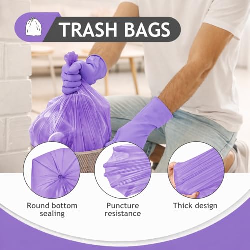 Image of Teivio Small Trash Bags 4 Gallon 160 Counts Garbage Bags, Bathroom Trash Can Bin Liners, Small Plastic Bags for home office kitchen, fit 12-15 Liter, 3,3.5,4.5 Gal, Purple