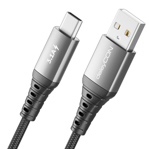 deleyCON 1m USB C Kabel 3.1A Ladekabel Datenkabel USB-A auf USB-C Cable f&uuml;r iPhone 17 16 15 Pro Max Air Galaxy A16 A56 S25 S24 S23 Pixel iPad Pro Notebook AirPods Tablet Switch PS5