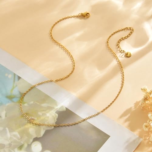NONAMOIS 18K Gold Plated Stainless Steel Dainty Chain Necklace for Women - image 5