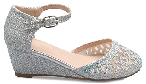 Olivia K Girls Glitter and Rhinestone Open Toe Wedge Heel (Toddler/Little Girl)2