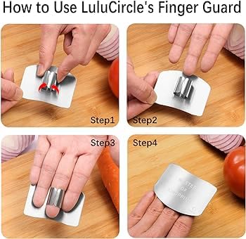 Image of axenta Stainless Steel Finger Guard for Safe Cutting - Adjustable Knife Finger Protector for Kitchen, Anti-Cut Finger Guard Shield for Slicing, Chopping, Dicing Pack of 1