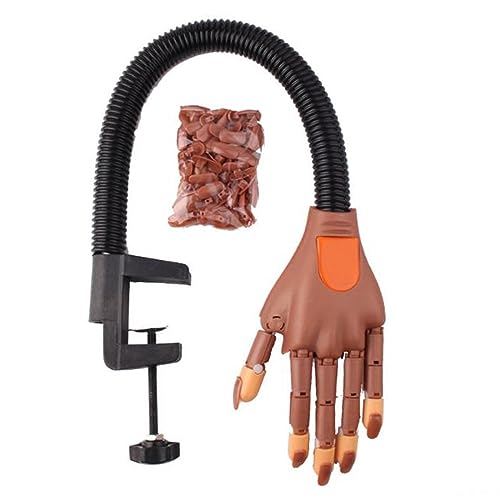 Sadodo Main de pratique du nail art, main d'entraînement professionnelle au gel pour ongles avec faux ongles, 100 pièces, bouts de doigts flexibles et mobiles, pour manucure à faire soi-même