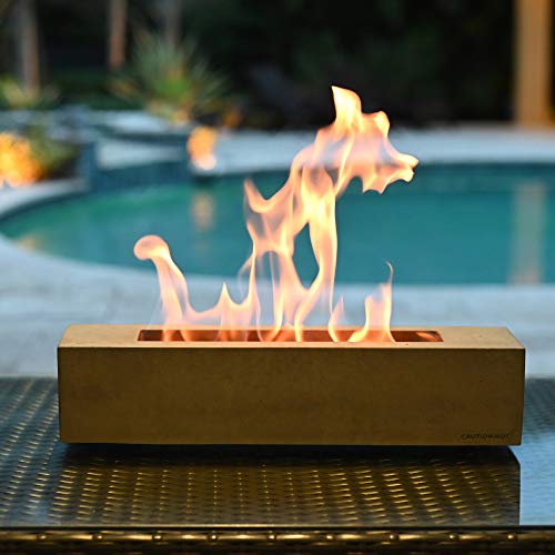 Colsen Tabletop Rubbing Alcohol Fireplace Indoor Outdoor Fire Pit Portable Fire Concrete Bowl Pot Fireplace (Rectangular)