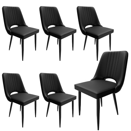 Pack of 6 Dining Chairs, Imitation Leather Kitchen Chairs with Hi...