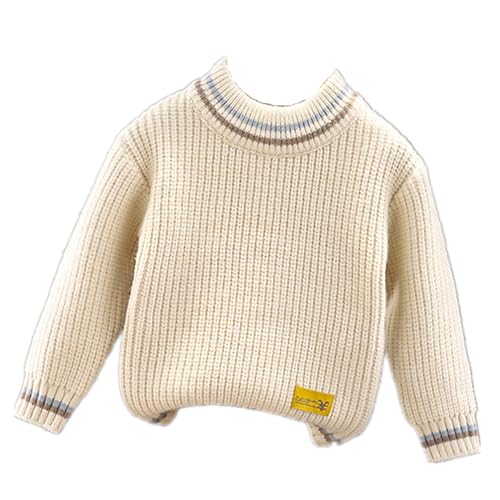 He&Yingmin Children's Knitted Sweater Boys Girls' Solid Round Neck Pullover Sweaters