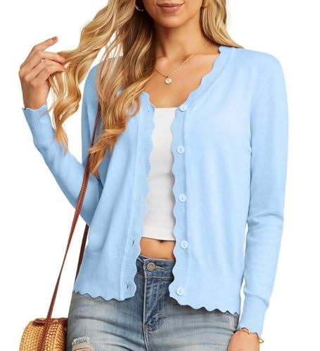 GRECERELLE Strickjacke Damen mit Knöpfen und V Ausschnitt Leichte und...