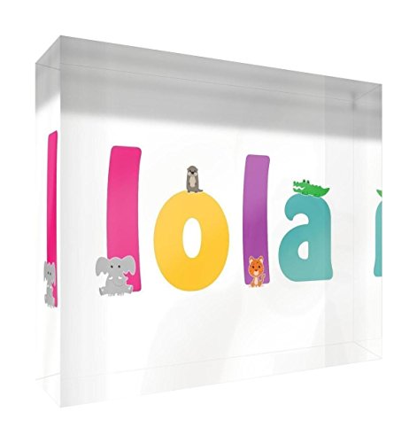 Little Helper Souvenir Décoratif en Acrylique Transparent Poli comme Diamant Style Illustratif Coloré avec le Nom de Jeune Fille Lola 14,8 x 21 x 2 cm Grand