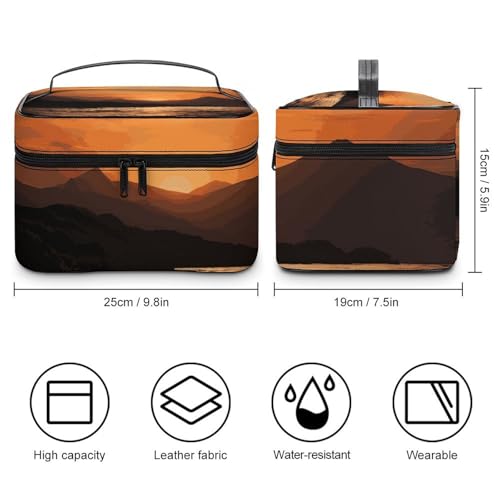 Foldable Travel Luggage Bag for Men And Women, Dry And Wet Separation Portable Travel Luggage Bag, Mountain And Water at Sunset Printed Waterproof Sports Luggage Bag, Fitness Bag2
