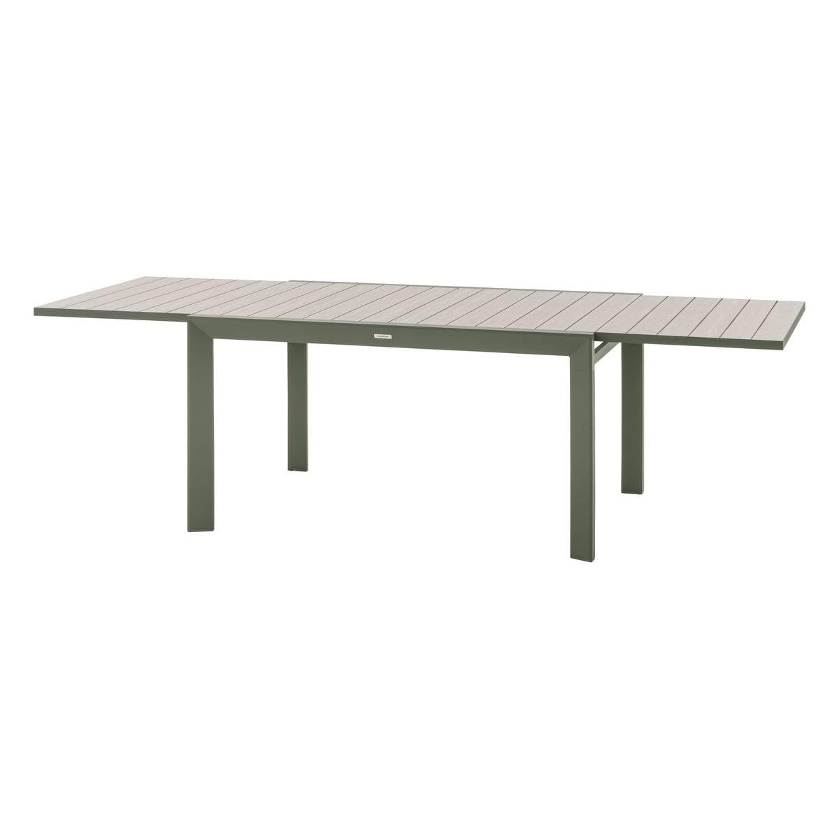 HESPERIDE - Tavolo da giardino allungabile Evasion Beige - 10 posti - Alluminio antiruggine con effetto legno - Prolunga scorrevole