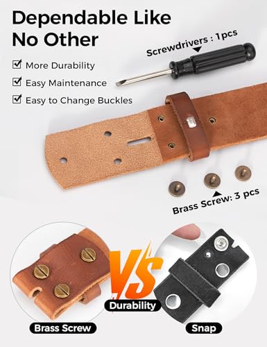 Image of No Buckle Full Grain Leather Belt Men Women Fits With 1.5 Inch Buckle