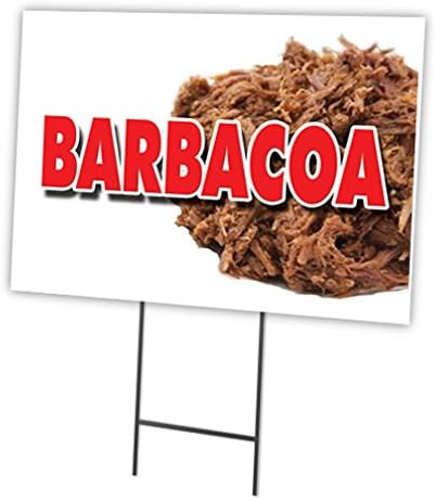 BARBACOA - Letrero y estaca de 12 x 16 pulgadas para patio, anuncie tu negocio, imagen de doble cara incluida con estaca, fabricada en los Estados