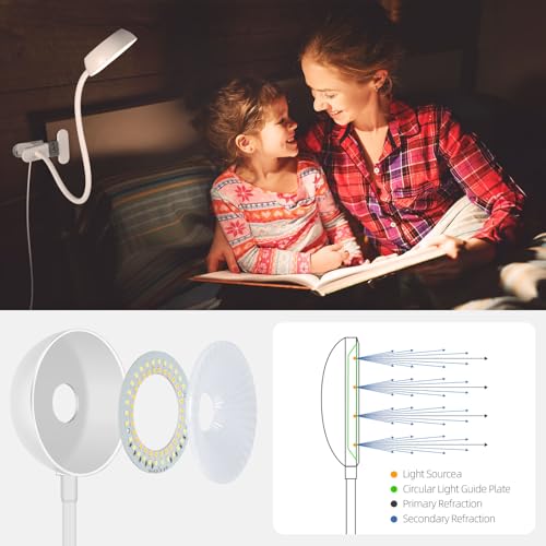 Image of LiFMIRA Clip on Light, LED Reading Light for Beds Headboards, Flexible Clip on Lamp with Clamp,3 Color Modes & 10 Brightness Eye-Friendly Book Light Reading Light for Books in Bed Bedside Desks White