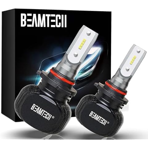 BEAMTECH 9005/HB3 Bulbs, S1 Series Fanless Fog Light 300% Brighter 6500K Xenon White, 2 Bulbs Cover