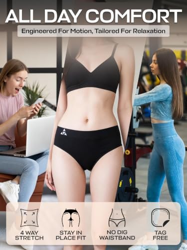 Image of Balanced Tech Women's 3 Pack Classic Seamless Hipster Brief Bikini Panties - Black - X-Small